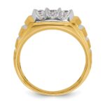 10k Two-tone IBGoodman Men's Polished Satin & Grooved Ring Mounting - Image 2