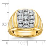10k Two-tone IBGoodman Men's Polished Satin & Grooved Ring Mounting - Image 3