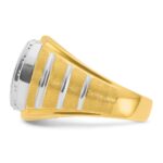 IBGoodman 14k Two-tone with White Rhodium Men's Polished Satin and Grooved 1 Carat AA Quality Diamond Ring - Image 3