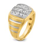 IBGoodman 14k Two Tone 1 carat Lab Grown Diamond VS/SI+ G+ Complete Polished Satin and Grooved Men's Cluster Ring - Image 6