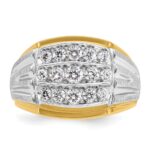 IBGoodman 14k Two-tone Men's Polished Satin and Grooved 3-Row Ring Mounting - Image 6