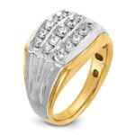 IBGoodman 14k Two-tone Men's Polished Satin and Grooved 3-Row Ring Mounting - Image 8