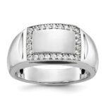 14k White Gold IBGoodman Men's Polished Rectangle Ring Mounting