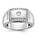 IBGoodman 14k White Gold Men's Polished and Cut-Out 1/2 Carat AA Quality Diamond Rectangle Ring