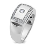 IBGoodman 14k White Gold Men's Polished and Cut-Out 1/2 Carat AA Quality Diamond Rectangle Ring - Image 8