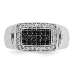 IBGoodman 14k White Gold Men's Polished and Cut-Out 3/4 Carat AA Quality Black and White Diamond Rectangle Ring - Image 5