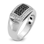 IBGoodman 14k White Gold 3/4 carat Lab Grown Diamond VS/SI+ G+ and Black Mined Diamond Complete Rectangle Cluster Men's Ring - Image 6