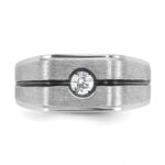 14k White Gold with Black Rhodium IBGoodman Men's Satin 1/5 carat Diamond Complete Ring - Image 6