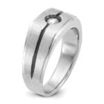 14k White Gold with Black Rhodium IBGoodman Men's Satin 1/5 carat Diamond Complete Ring - Image 8