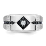 10k White Gold with Black Rhodium IBGoodman Men's Satin Black and White Diamond Complete Ring - Image 6