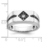 10k White Gold with Black Rhodium IBGoodman Men's Satin Black and White Diamond Complete Ring - Image 3