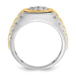IBGoodman 14k Two-Tone 1/2 carat Lab Grown Diamond VS/SI+ G+ Complete Ribbed Men's Cluster Ring - Image 2