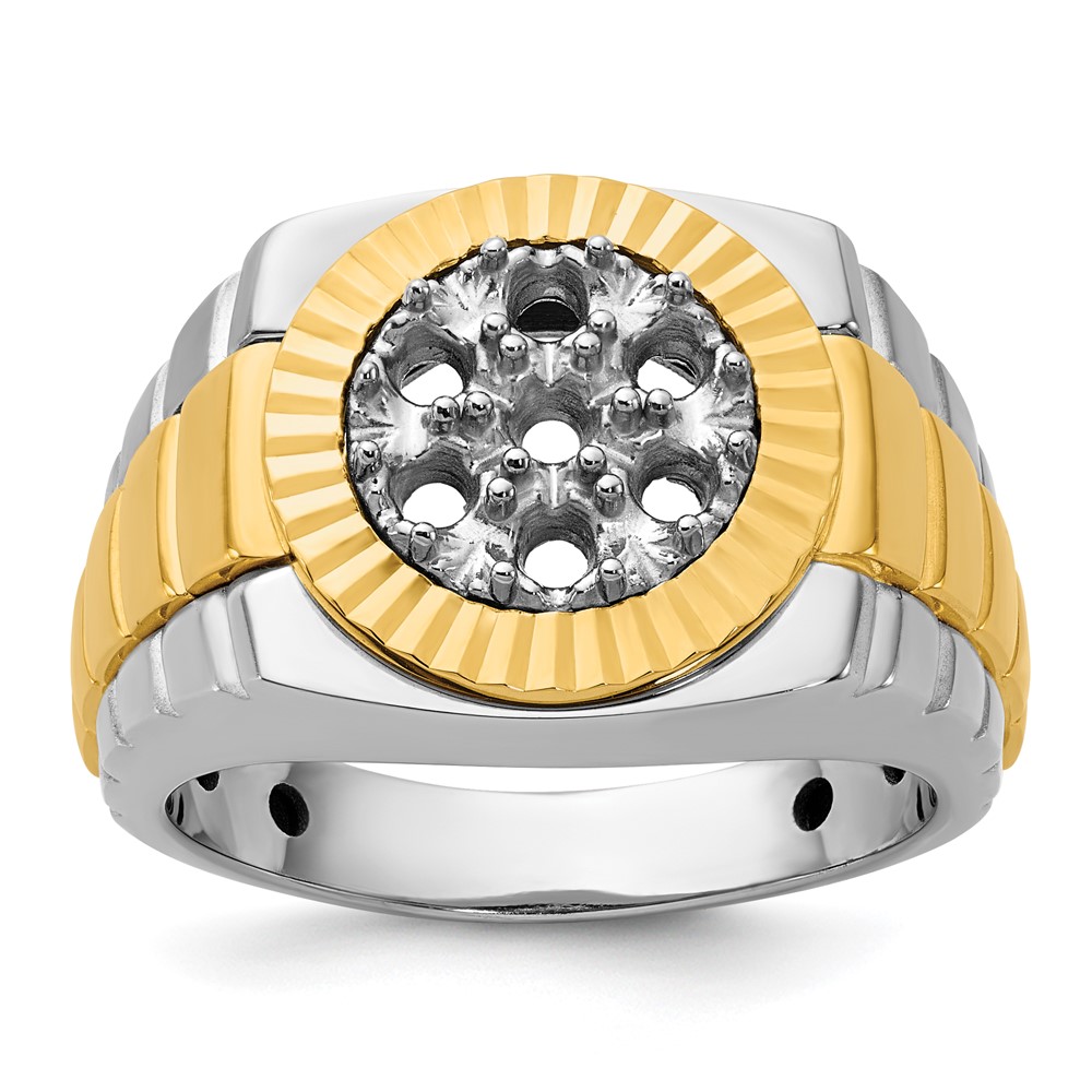 B59119-4WY.jpg IBGoodman 14k Two-tone Men's Polished Satin and Textured Ring Mounting - Image 1