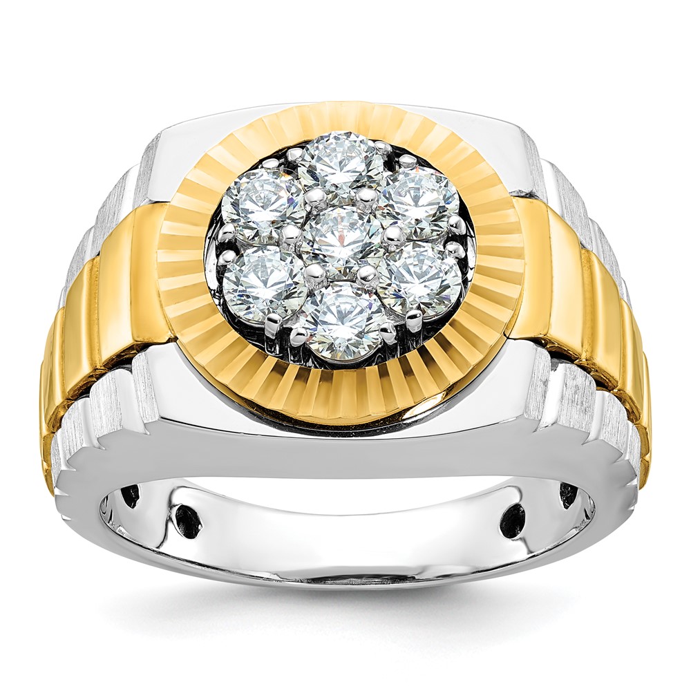 B59119-4WYAA.jpg IBGoodman 14k Two-tone Men's Polished Satin and Textured 1 Carat AA Quality Diamond Ring - Image 1