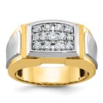 IBGoodman 10k with White Rhodium Men's Polished and Satin 1/2 Carat A Quality Diamond Cluster Ring