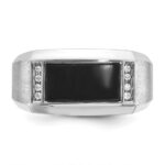 14k White Gold IBGoodman Men's Satin Onyx and 1/15 carat Diamond Complete Ring - Image 6