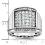 IBGoodman 14k White Gold Men's Polished and Satin 1 1/5 Carat AA Quality Diamond Cluster Ring - Image 2