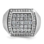 IBGoodman 14k White Gold Men's Polished and Satin 1 1/3 Carat AA Quality Diamond Cluster Ring - Image 6