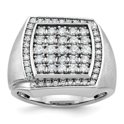 14k White Gold IBGoodman Men's Polished & Satin Cluster Ring Mounting