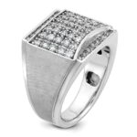 IBGoodman 14k White Gold Men's Polished and Satin 1 1/5 Carat AA Quality Diamond Cluster Ring - Image 8