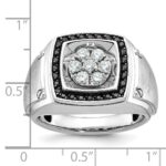 IBGoodman 10k White Gold Men's Polished and Satin 3/4 Carat A Quality Black and White Diamond Halo Cluster Ring - Image 2