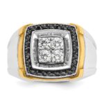 IBGoodman 10k Two-tone Men's Polished 3/4 Carat A Quality Black and White Diamond Square Cluster Ring - Image 6