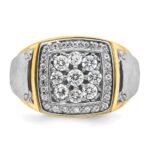 IBGoodman 10k Two-tone Men's Polished and Satin 1 Carat A Quality Diamond Square Cluster Ring - Image 6