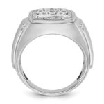 IBGoodman 14k Two-tone Men's Polished and Satin 1 Carat AA Quality Diamond Square Cluster Ring - Image 2