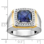 IBGoodman 14k Two-tone Men's Polished Lab Created Sapphire and AA Quality Diamond Ring - Image 3