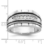 IBGoodman 14k White Gold with Black Rhodium Men's Polished Satin and Textured 7-Stone 1/2 Carat AA Quality Diamond Ring - Image 3