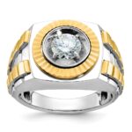 14k Two-tone IBGoodman Men's Polished and Textured Ring Mounting