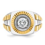 14k Two-tone IBGoodman Men's Polished and Textured Ring Mounting - Image 6