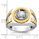 14k Two-tone IBGoodman Men's Polished and Textured Ring Mounting - Image 3