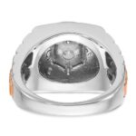 IBGoodman 14k White and Rose Gold Men's Polished Satin and Grooved Solitaire Ring Mounting - Image 6