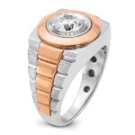 IBGoodman 14k White and Rose Gold Men's Polished Satin and Grooved Solitaire Ring Mounting - Image 7
