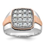 IBGoodman 14k White and Rose Gold Men's Polished and Satin Cluster Ring Mounting