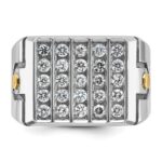IBGoodman 14k Two-tone with Black Rhodium Men's Polished and Grooved 5-Row 1 3/4 Carat AA Quality Diamond Cluster Ring - Image 6