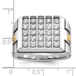 IBGoodman 14k Two-tone with Black Rhodium Men's Polished and Grooved 5-Row 1 3/4 Carat AA Quality Diamond Cluster Ring - Image 3