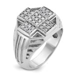 IBGoodman 14k White Gold Men's Polished Textured and Grooved Cross Cluster Ring Mounting - Image 8