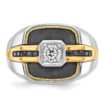 IBGoodman 14k Two-tone with Black Rhodium Men's Polished and Satin Black and White 1/4 Carat AA Quality Diamond Ring - Image 6