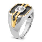 IBGoodman 14k Two-tone with Black Rhodium Men's Polished and Satin Black and White 1/4 Carat AA Quality Diamond Ring - Image 8