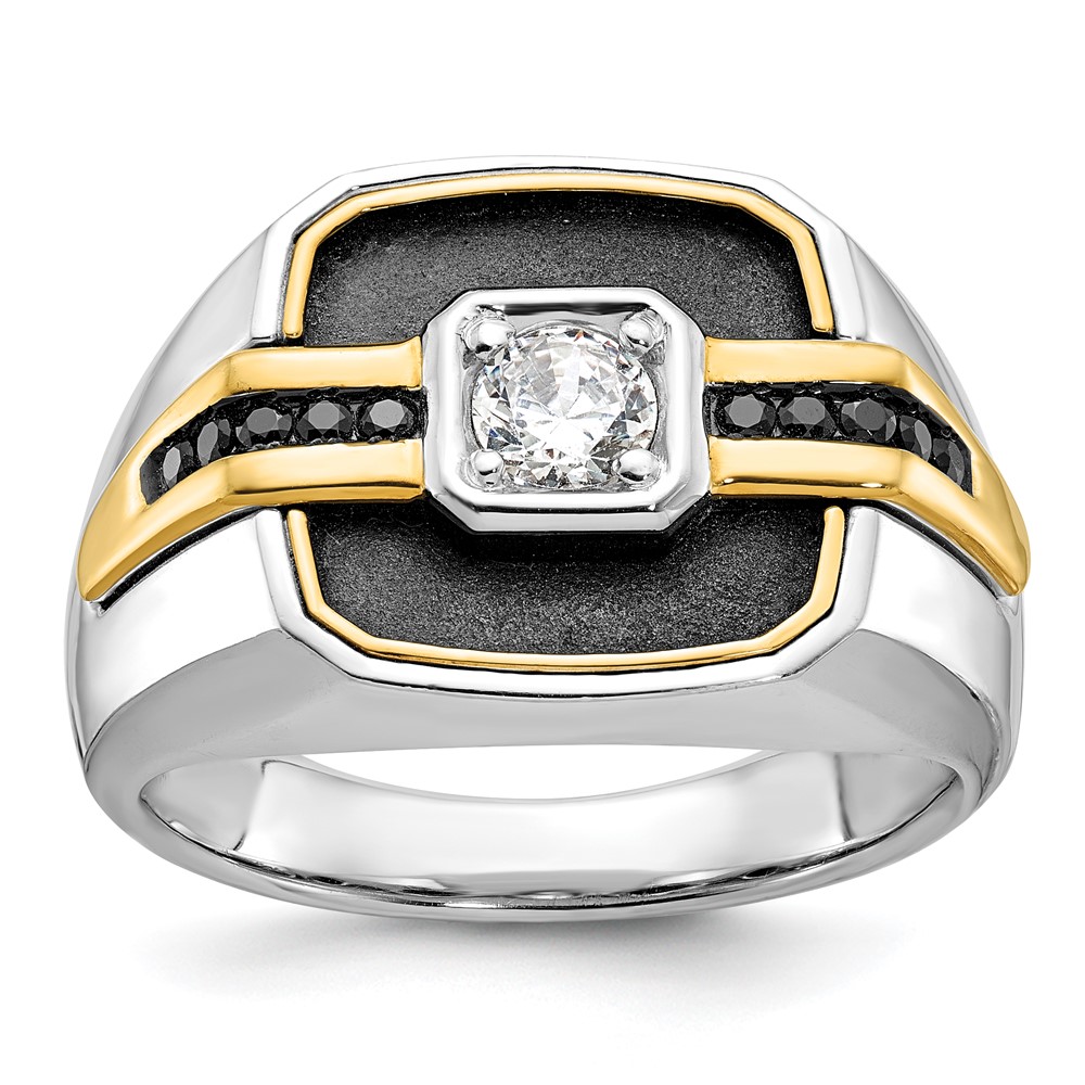 B59264-4WYAA.jpg IBGoodman 14k Two-tone with Black Rhodium Men's Polished and Satin Black and White 1/4 Carat AA Quality Diamond Ring - Image 1
