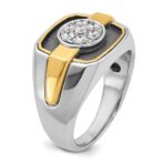 IBGoodman 14k Two-tone with Black Rhodium Men's Polished and Satin 1/2 Carat AA Quality Diamond Cluster Ring - Image 8