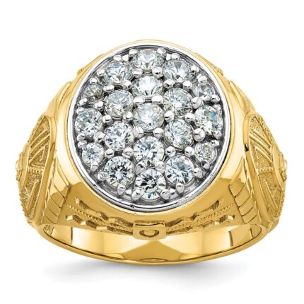 IBGoodman 14k Two-tone Men's Polished and Textured Oval Cluster Ring Mounting