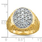 IBGoodman 14k Two-tone Men's Polished and Textured 1 5/8 Carat AA Quality Diamond Oval Cluster Ring - Image 3