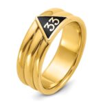 IBGoodman 10k Men's Polished and Grooved with Black Enamel Active 33rd Degree Masonic Ring - Image 6