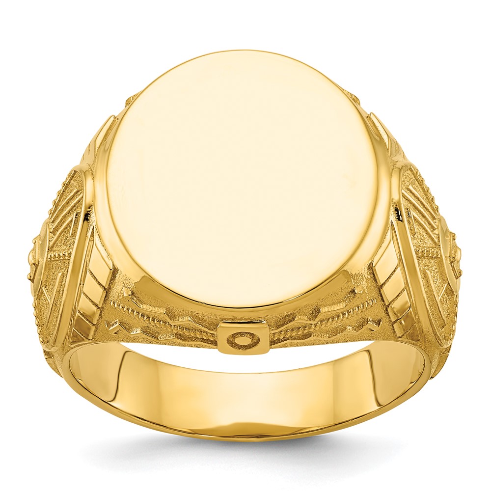 B59276-4Y.jpg 14k IBGoodman 18.5x15.75mm Men's Round Signet Ring - Image 1
