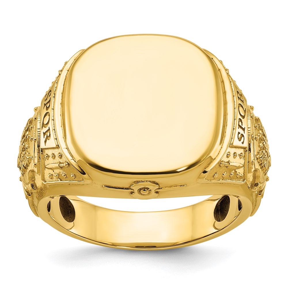B59279-4Y.jpg 14k IBGoodman 16.5x14.8mm Men's Cushion Signet Ring - Image 1