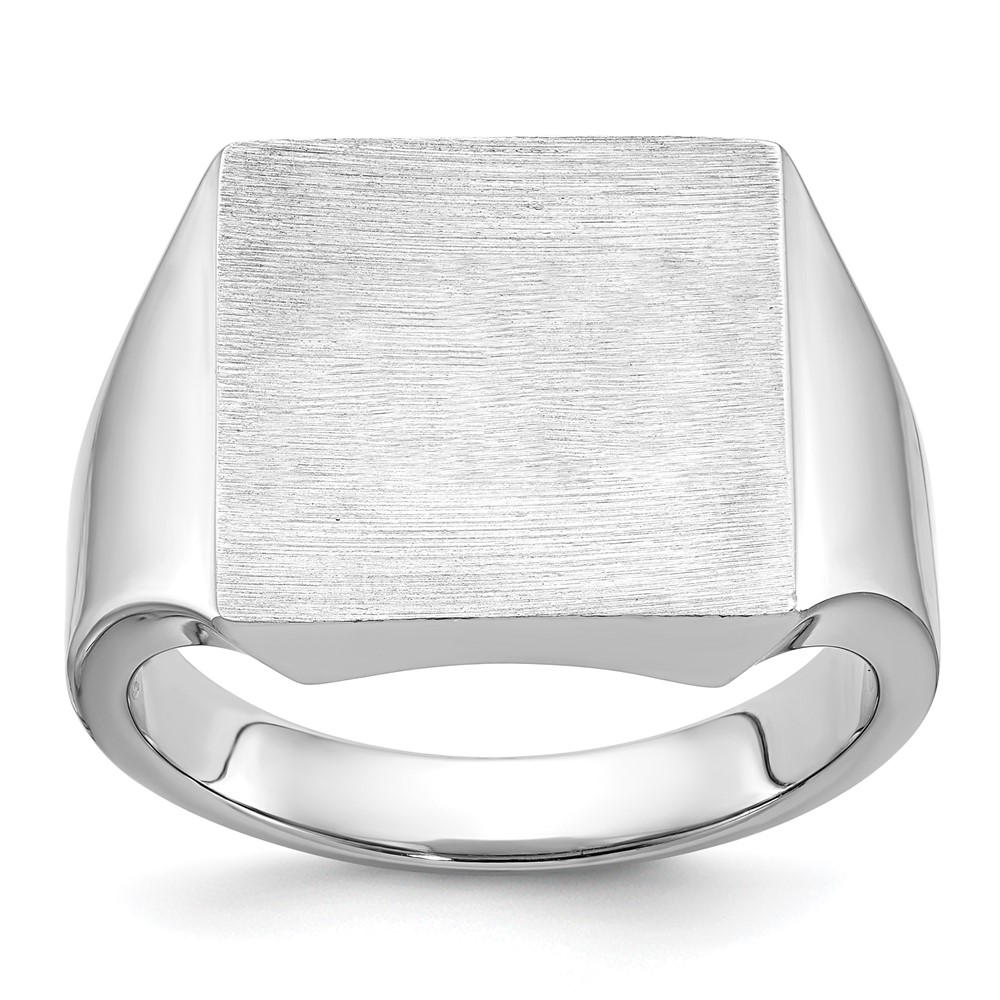 B59284B-4W.jpg 14k White Gold IBGoodman 16x16mm Men's Square Signet Ring - Image 1