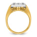 IBGoodman 14k Two-tone Men's Polished and Textured Scroll Design 2 Carat AA Quality Diamond Square Cluster Ring - Image 2